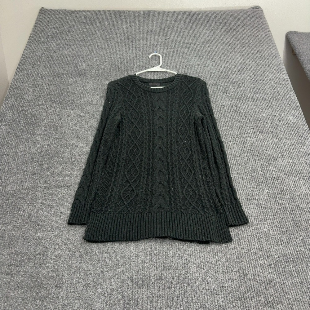 Lord & Taylor Sweater Womens S Green Nylon Acrylic Lambswool Cable Knit Classic